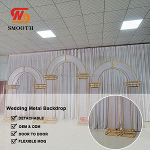 SMOOTH Ensemble de 3 supports d'arche de mariage rectangulaires en fer doré brillant avec design miroir pour décoration florale de cérémonie - Product Image 2