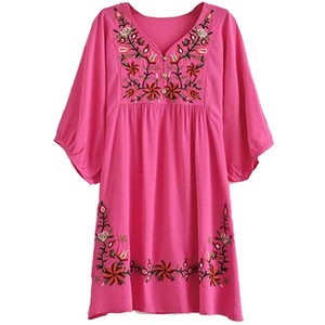 Blusa Maxi Casual Vintage de Verano para Mujer, sin Mangas, Cuello en V, Estampado Floral, Tejida, Transpirable, Ecológica, de Secado Rápido, de Algodón/Rayón - Product Image 3