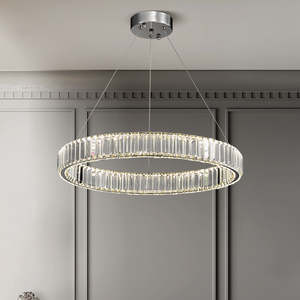 Pendentif en forme d'anneau simple ajuster la hauteur cristal cercle anneau Led lustre salon - Product Image 2