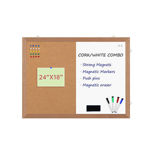 Wooden Framed Combination Dry Erase Magnetic Whiteboard <b>Bulletin</b> Cork <b>Board</b> Set with Markers Thumb Tacks - Product Image 1