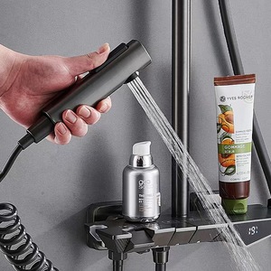 Duy nhất-xử lý gốm van mưa vòi hoa sen vòi mềm Gun grey đánh bóng đa chức năng áp lực đồng hồ đo vòi nước - Product Image 5