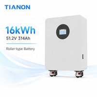 Système de stockage d'énergie domestique hybride CAN avec batterie LiFePO4 51,2 V 16 kWh de qualité industrielle 314 Ah, fabriqué en Chine par Tianon