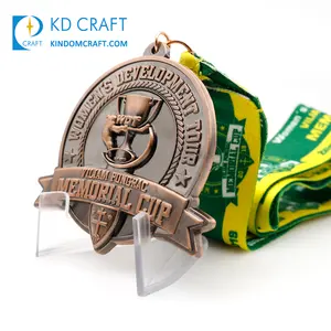 Premio sportivo Souvenir Custom Design 3D medaglie campione Muay Thai premio medaglia in metallo placcato oro con nastro