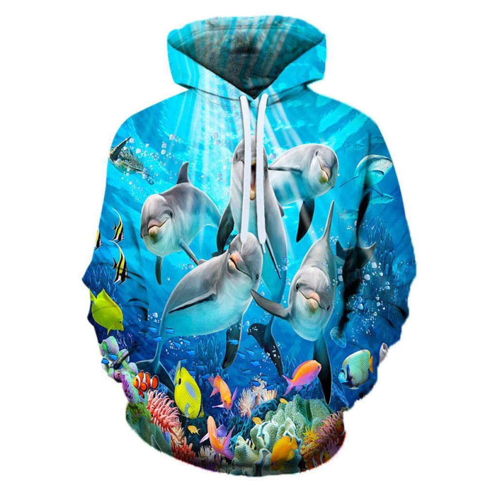 Famesale Sweatshirt Homme Femme Dauphin Imprimé 3D - Manches Longues Pullover O Neck Amusant Et Confortable