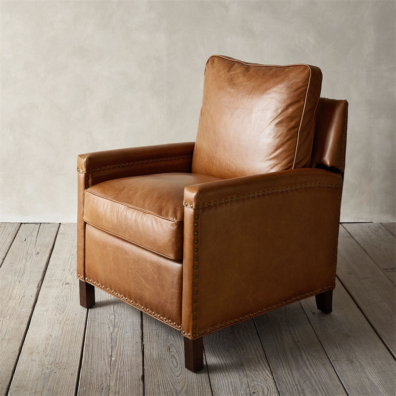 Modern Design Couch Living Room Sofas Leather Square Arm Recliner Living Room Furniture