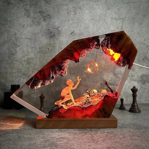 Lampe en résine faite à la main, décoration d'intérieur, veilleuse avec port USB, <span class=keywords><strong>Gollum</strong></span> Power Ring, monde fantastique <span class=keywords><strong>du</strong></span> <span class=keywords><strong>Seigneur</strong></span> <span class=keywords><strong>des</strong></span> Ténèbres, veilleuse, cadeau d'Halloween - Product Image 1