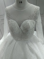 Robe de mariée algérienne traditionnelle à manches longues en dentelle, fournisseur de robes de mariée scintillantes, perlées et scintillantes.