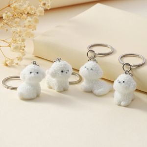 Mini <b>Small</b> Dog Toy Bag <b>Wallet</b> HandBag Pendants Keychain Cute Plush Fluffy 3D Dog Keyrings - Product Image 5