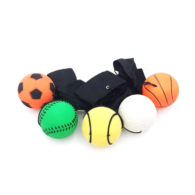 ECO friendly custom color and logo nature rubber sponge foam wrist band yoyo return ball for kids and pets