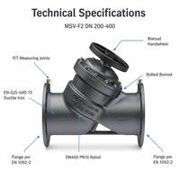 Vanne d'équilibrage statique à bride Danfoss MSV F2 DN400 PN16 Kvs 3500 en fonte grise avec joint EPDM pour chauffage collectif et CVC