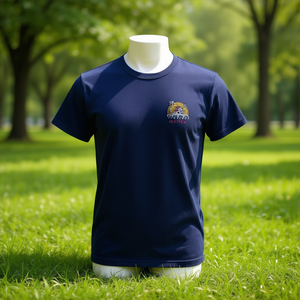 เสื้อยืดลายโมเสคสีน้ำเงินกรมท่า ปักลาย สำหรับงานโปรโมชั่น - Product Image 3