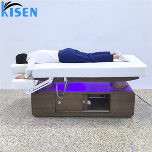Kisen High End 4 Motors Electric Lift Beauty Bed With PU Leather LED Lighting <b>Adjustable</b> Back <b>Leg</b> Rest Optional Foot Control - Product Image 5