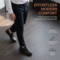 Chaussures de marche légères pour hommes en cuir véritable lisse noir, plateforme, usage quotidien et professionnel, avec logo personnalisé, vente en gros OEM
