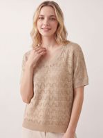 Haut en tricot pour femmes grandes tailles, orné de strass, à manches courtes, style glamour