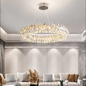 Zeal Lighting Round Raindrop Crystal Chandelier Diseño de círculo creativo para sala de estar con opción de función de altura ajustable - Product Image 6