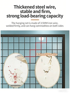 Panel de Exhibición de Rejilla Resistente, Hierro Forjado Pintado, Alambre de 3.5mm de Grosor, Bisagras Plegables para Exposiciones de Arte y Comercios - Product Image 5