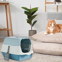 Grande litière pour chat fermée avec couvercle, design anti-éclaboussures, comprend une pelle à litière, utilisation en intérieur pour chats