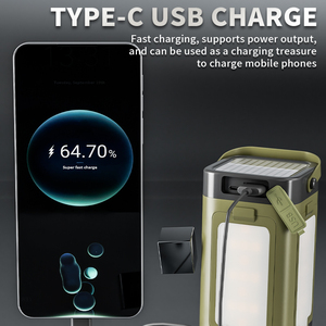 For Garden Camping Use 10H <b>Solar</b> <b>Charge</b> Flashlight with Yellow & White Color Rechargeable Waterproof Outdoor LED Camping Lantern - Product Image 6