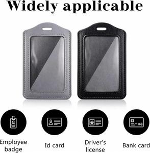 Fashionable Genuine Leather Name <b>Tag</b> Holder With Matching Lanyards for High School Student Card Support Small Batch Custom - Product Image 4