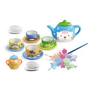 Kit de Pintura de Cerámica para Té, con Pincel de Pintura Acrílica, Kit de Arte Creativo, Juguete Educativo para Niños, para Jugar a Imaginar - Product Image 1