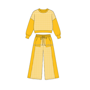 Wholesale <b>Girls</b> Yoga Fabric <b>Clothing</b> <b>Set</b> Long Sleeve Pullover and Full Length Pants with Custom Color Size Logo Options - Product Image 2