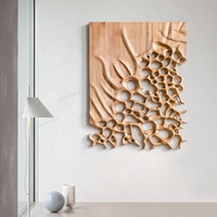 Décoration murale en bois minimaliste haut de gamme, sculpture 3D en bois ajourée, peinture murale artistique en bois