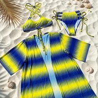 Maillot de bain 3 pièces personnalisé avec paréo, tenue de carnaval Jouvert, vente en gros, fournisseur de maillots de bain à marque privée pour la fête de Miami Beach