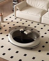 Ensemble de table basse de luxe moderne de style européen avec verre trempé et éclairage créatif, couleur personnalisée, meubles de salon