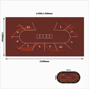 2.4m Texas Hold'em Poker Table Top Cover Mat Suede Rubber Table Cloth Table Top Digital print Casino Board Game