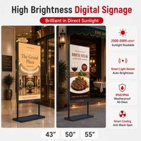 Écran publicitaire LCD Android 4K haute luminosité 2500 nits pour intérieur, avec support au sol et écran tactile, pour centres commerciaux