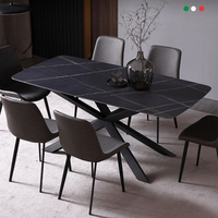 Table de bureau sur pied en ardoise blanche brillante de montagne de neige 8 places en marbre