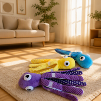 Jouet en peluche pieuvre pour animaux de compagnie - Résistant aux morsures - Fonction de grincement - Parfait pour le jeu interactif et les soins dentaires pour chiens et chats