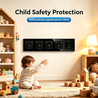 Prise murale UBARO 5 gangues EU avec 8 ports USB 16A 250V, panneau en verre trempé, prise électrique 366mm