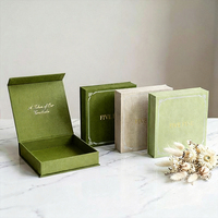 Boîtes rigides de luxe vertes et roses en carton avec fermeture magnétique pour foulards en soie, châles et hijabs, avec gaufrage – Boîte cadeau personnalisable