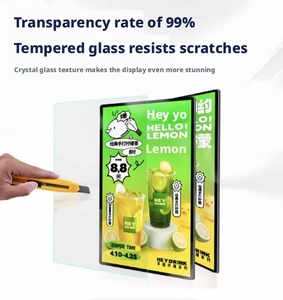 Top Insert Lit LED <b>Advertising</b> <b>Light</b> <b>Box</b> Tempered Glass Aluminum Frame Wall Hanging Poster Display ZL-BGS Dvertising <b>Light</b> <b>Box</b> L - Product Image 4