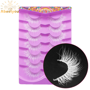 Abestyou Pestañas Postizas 5D Rusas Esponjosas, 7 Pares, Banda Invisible Transparente, Color Blanco, Pestañas Dramáticas de Lana - Product Image 5