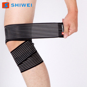 Shiwei <b>Knee</b> Sleeve Nylon Striped Elastic Compression Support for Fitness <b>Exercise</b> Black Single Pack - Product Image 4