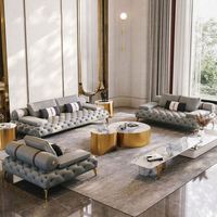 Nouveau design, ensemble de canapés Chesterfield de luxe haut de gamme en cuir, structure en bois massif, convertible, pour salon, appartement, entrepôt, usage moderne