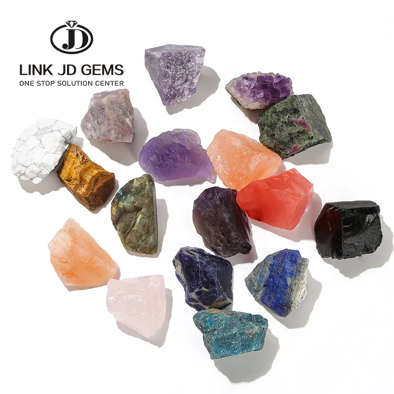 JD grosir 2-5cm kuarsa fluorit pirus amethyst alami mentah kristal penyembuhan Reiki Mineral spesimen batu batu