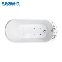 SeaWin Modern Led Light Bubble Bath Acrylic Freestanding Whirlpool Bathtub With Faucet
