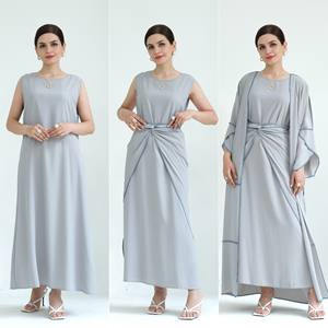 Ropa de mujer de estilo Dubái, moda musulmana, poliéster de alta calidad, conjunto Abaya de <span class=keywords><strong>3</strong></span> piezas, vestido de mujer musulmana <span class=keywords><strong>Abya</strong></span> - Product Image 2