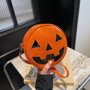 사용자 정의 할로윈 고딕 배낭 라운드 호박 얼굴 방수 및 휴대용 원피스 스타일 참신 크로스 바디 가방 - Product Image 3