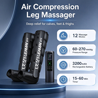 Masseur de compression d'air pour les jambes avec écran tactile LCD rechargeable, 12 modes, contrôle de la minuterie, bottes de récupération sportive