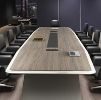 Table de conférence rectangulaire en mélamine avec bande de finition, base avec gestion des câbles intégrée, pour salle de réunion, bureau, hôtel