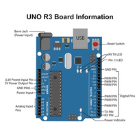 Carte de développement Arduino UNO R3 avec câble USB, module microcontrôleur ATmega328P ATmega16U2