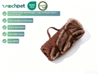 großhandel individualisierbares umweltfreundliches dunkelbraunes plüsch-pu-leder aufrollmatte tragbares rechteckiges großes hundebett mit griff für reisen
