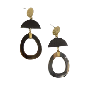 ต่างหูแบบติดหูทรงวงรีทำจากเขาควายแบบวินเทจสั่งทำพิเศษ คุณภาพสูง ขัดเงาอย่างเป็นธรรมชาติ เขาแท้ 100% เหมาะสำหรับงานแต่งงาน - Product Image 1