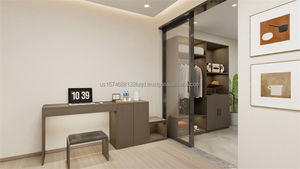 Ensemble complet de mobilier commercial abordable pour chambre à coucher avec lit en bois, tables de chevet, meubles TV et armoire pour hôtel 3 étoiles - Product Image 4