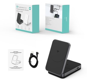 Directo de fábrica M29 Qi2 15W Blanco Negro 2 en 1 <span class=keywords><strong>Cargador</strong></span> inalámbrico magnético superrápido plegable para teléfono - Product Image 6