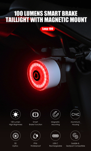 Gaciron LOOP-100 100LM LED Étanche IPX6 Rechargeable en Alliage d'Aluminium, Feu Arrière de Vélo avec Fixation Magnétique - Product Image 5